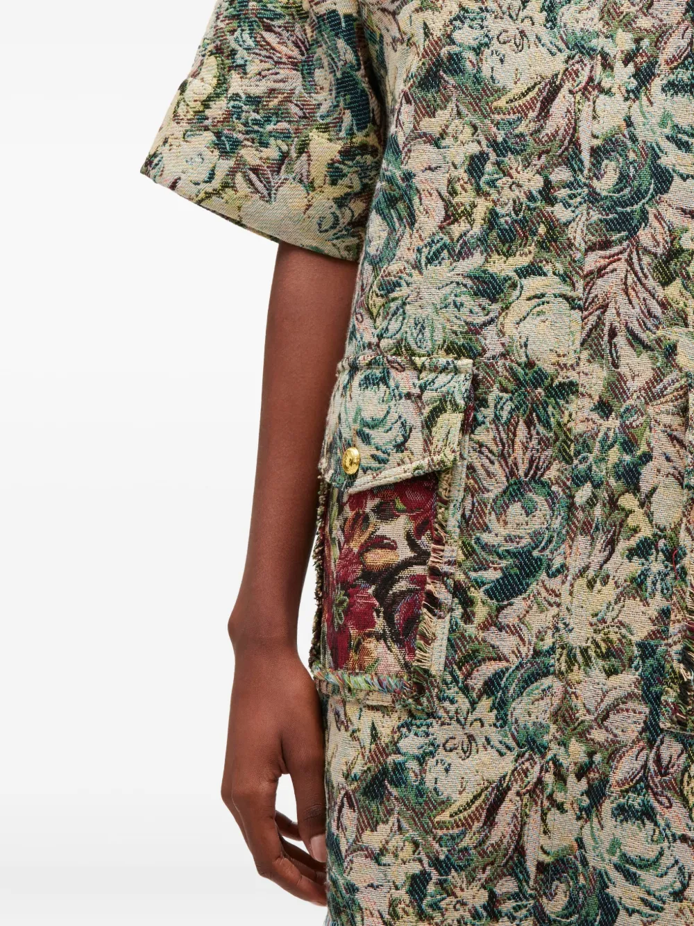 GANNI Mini-jurk met bloemenprint en zak Beige