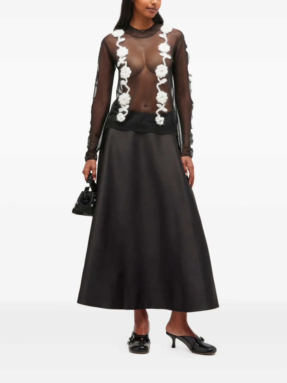 GANNI Maxi-rok met satijnen-effect - Zwart