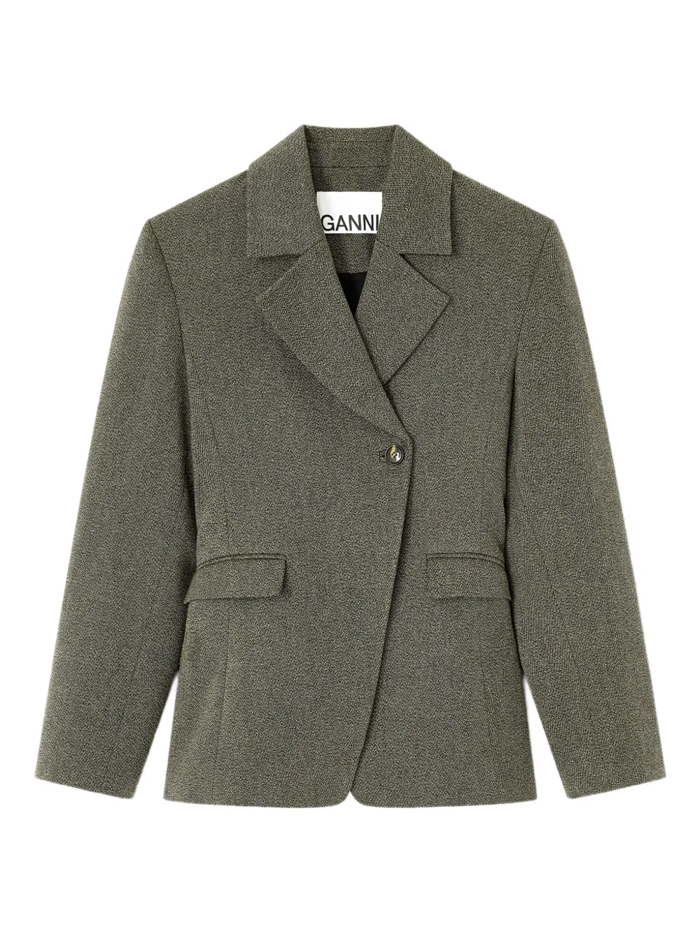 Ganni Notched-lapels Blazer In Gray