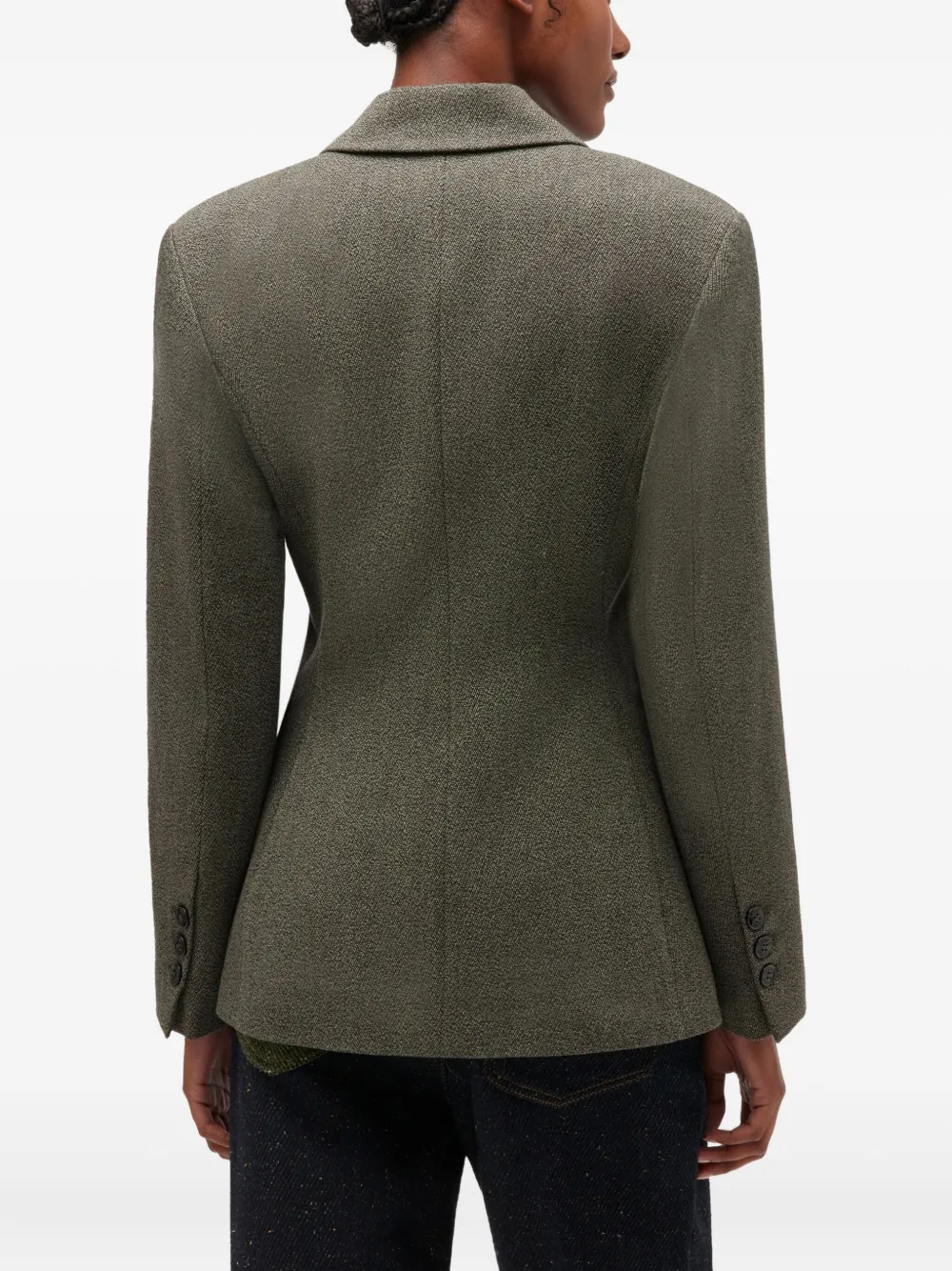 Ganni Notched-lapels Blazer In Gray