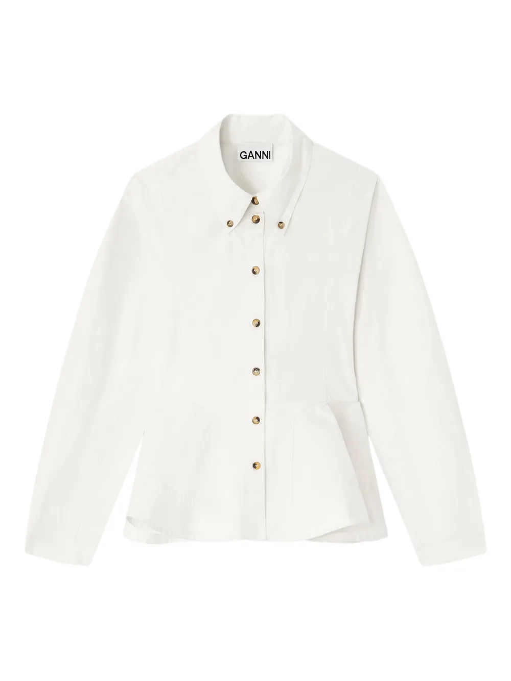 GANNI peplum-detail button shirt Wit