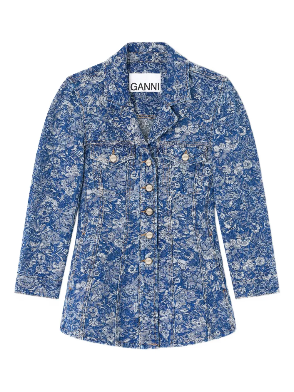 GANNI floral-print denim jacket | Blue | Image 1