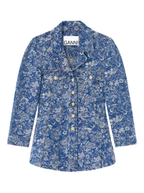 GANNI floral-print denim jacket