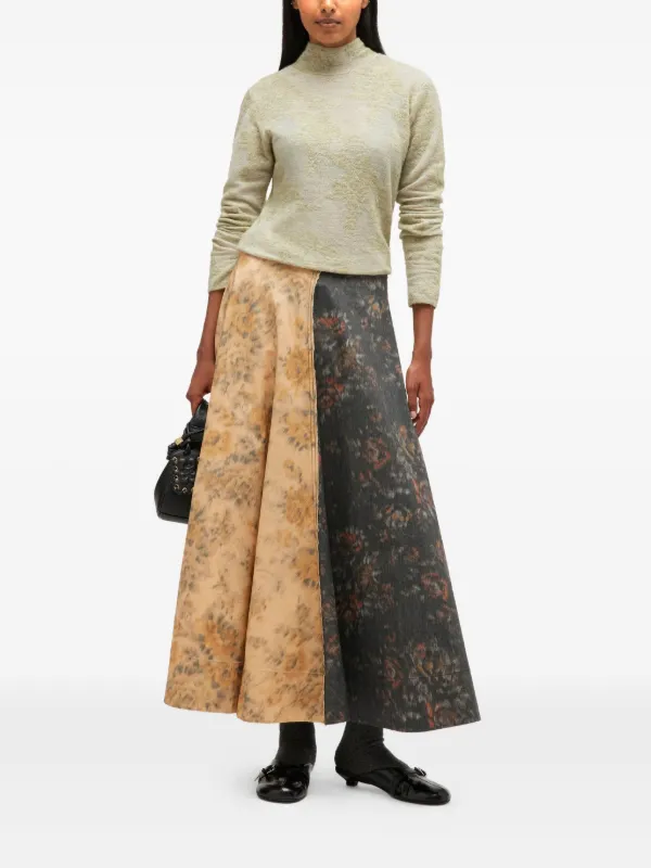 GANNI floral-print Maxi Skirt | Yellow | FARFETCH