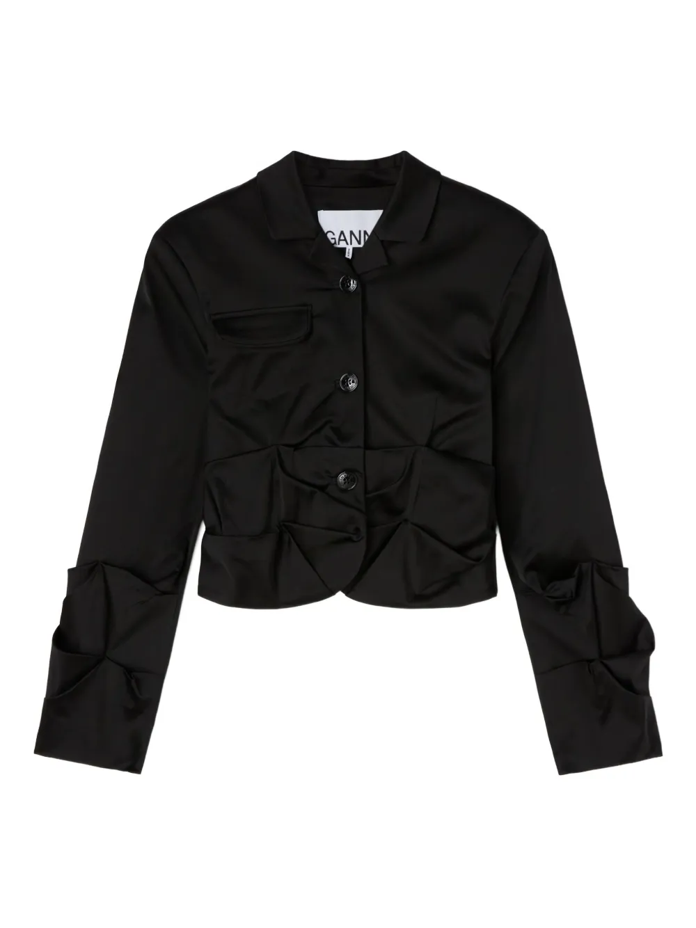GANNI ruched jacket - Black