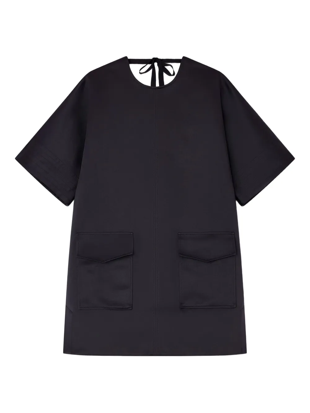 GANNI pocket-detail tie-neck mini dress | Black | Image 1