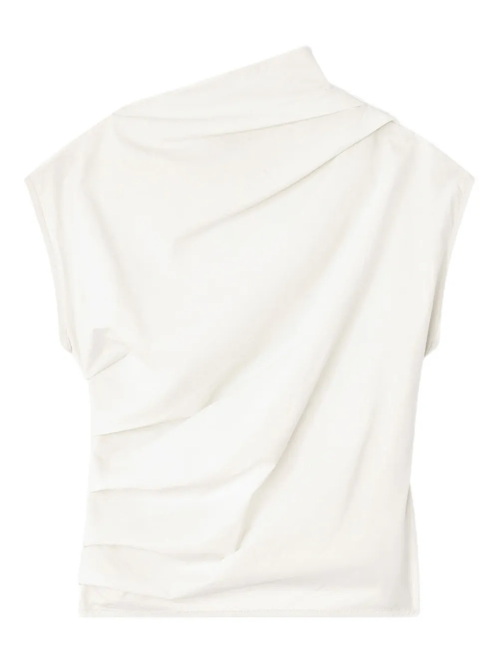 GANNI draped cowl-neck top Beige
