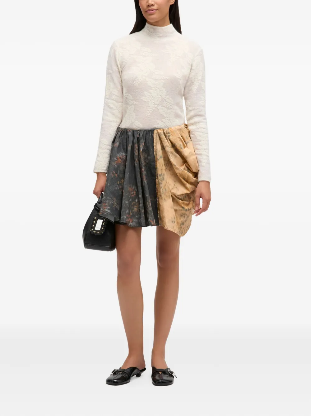 GANNI Gedrapeerde mini-rok met print - Geel