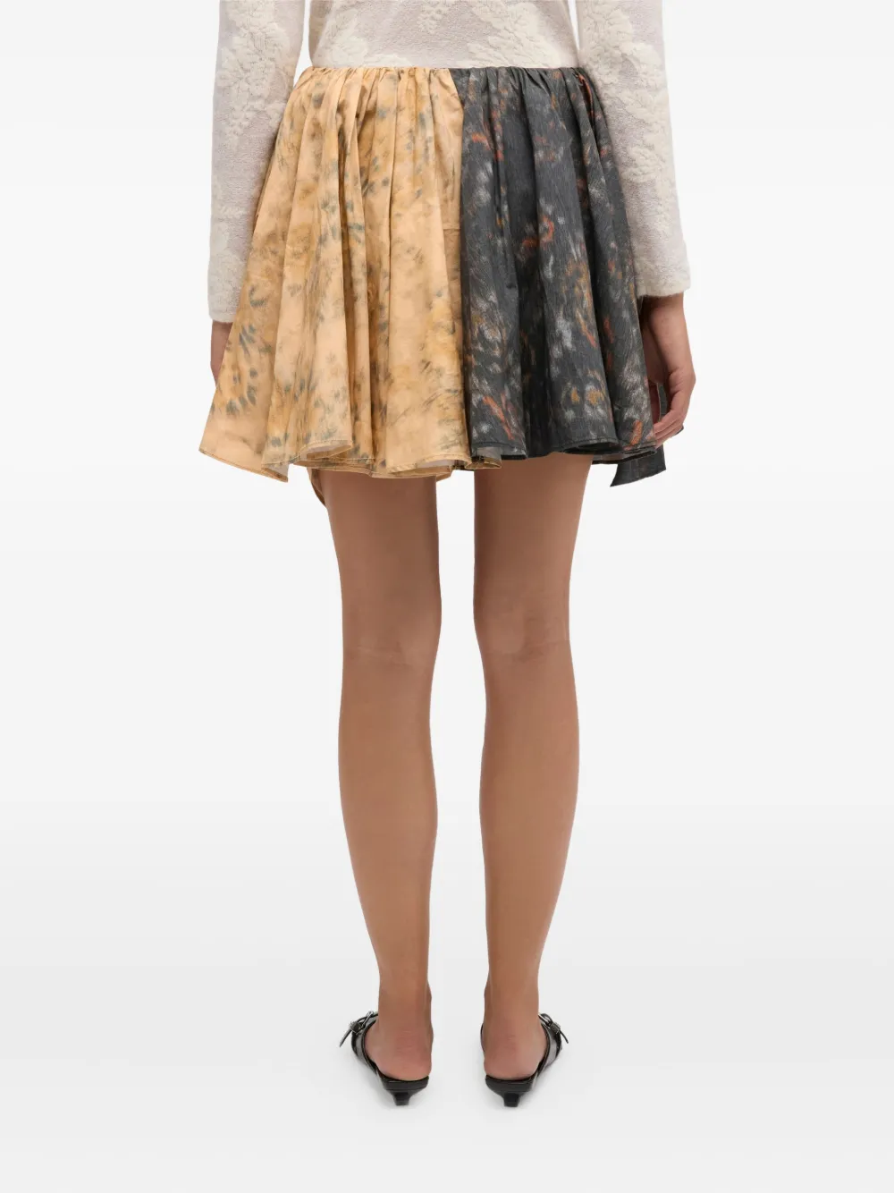 Ganni Printed Draped Mini Skirt In Brown