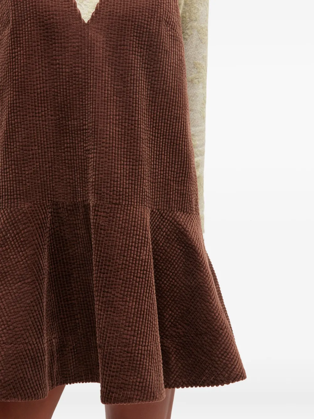 GANNI Ribfluwelen mini-jurk met V-hals Bruin