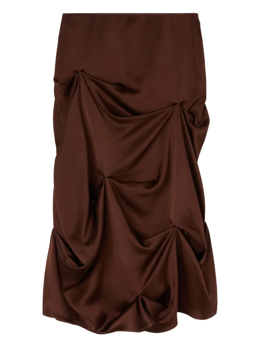 Ganni Gathered Midi Skirt In Burgundy