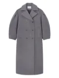 GANNI balloon-sleeves double-breasted coat - Grey