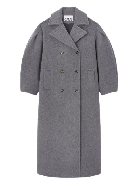 GANNI balloon-sleeves double-breasted coat
