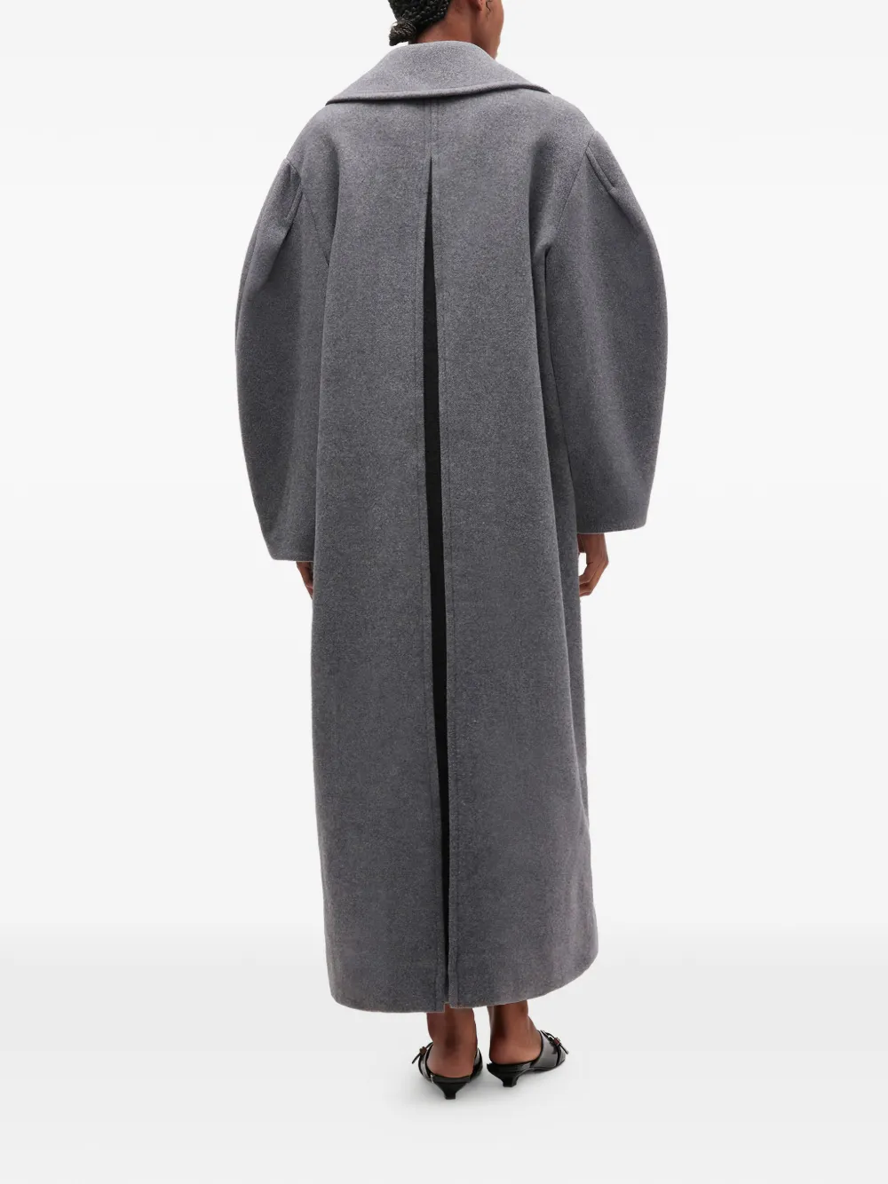  Ganni Balloon-sleeves Double-breasted Coat - Grey 
