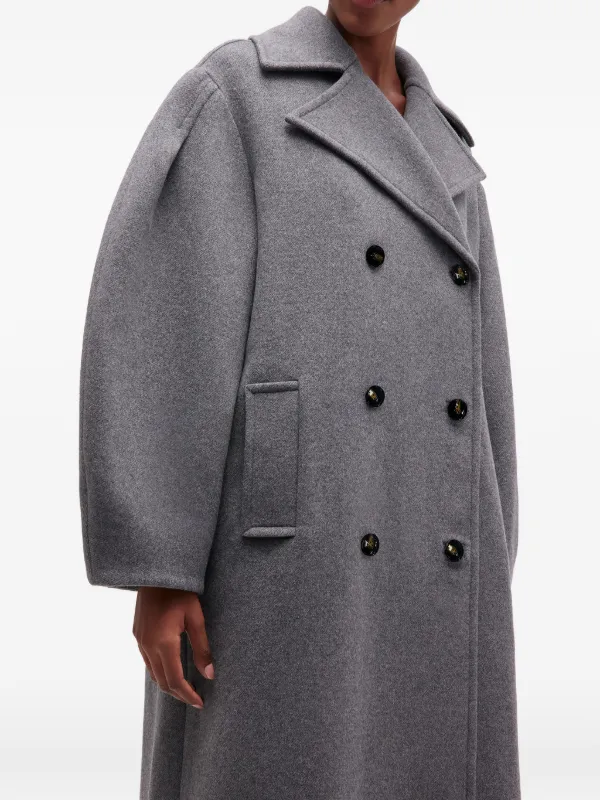GANNI balloon-sleeves double-breasted Coat | Grey | FARFETCH JO