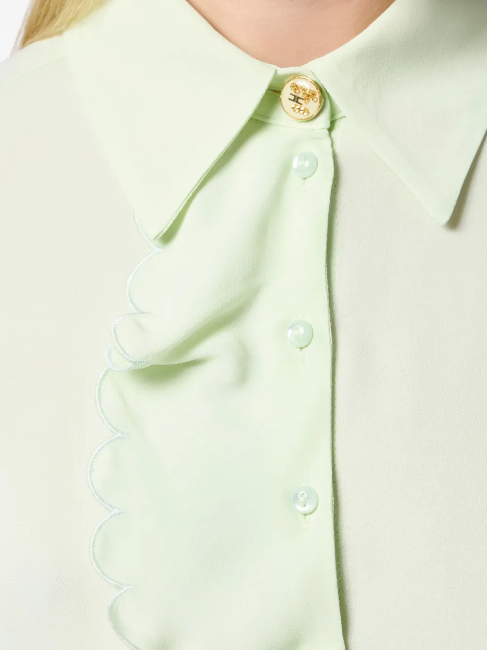 Elisabetta Franchi ruffled-detail shirt Groen