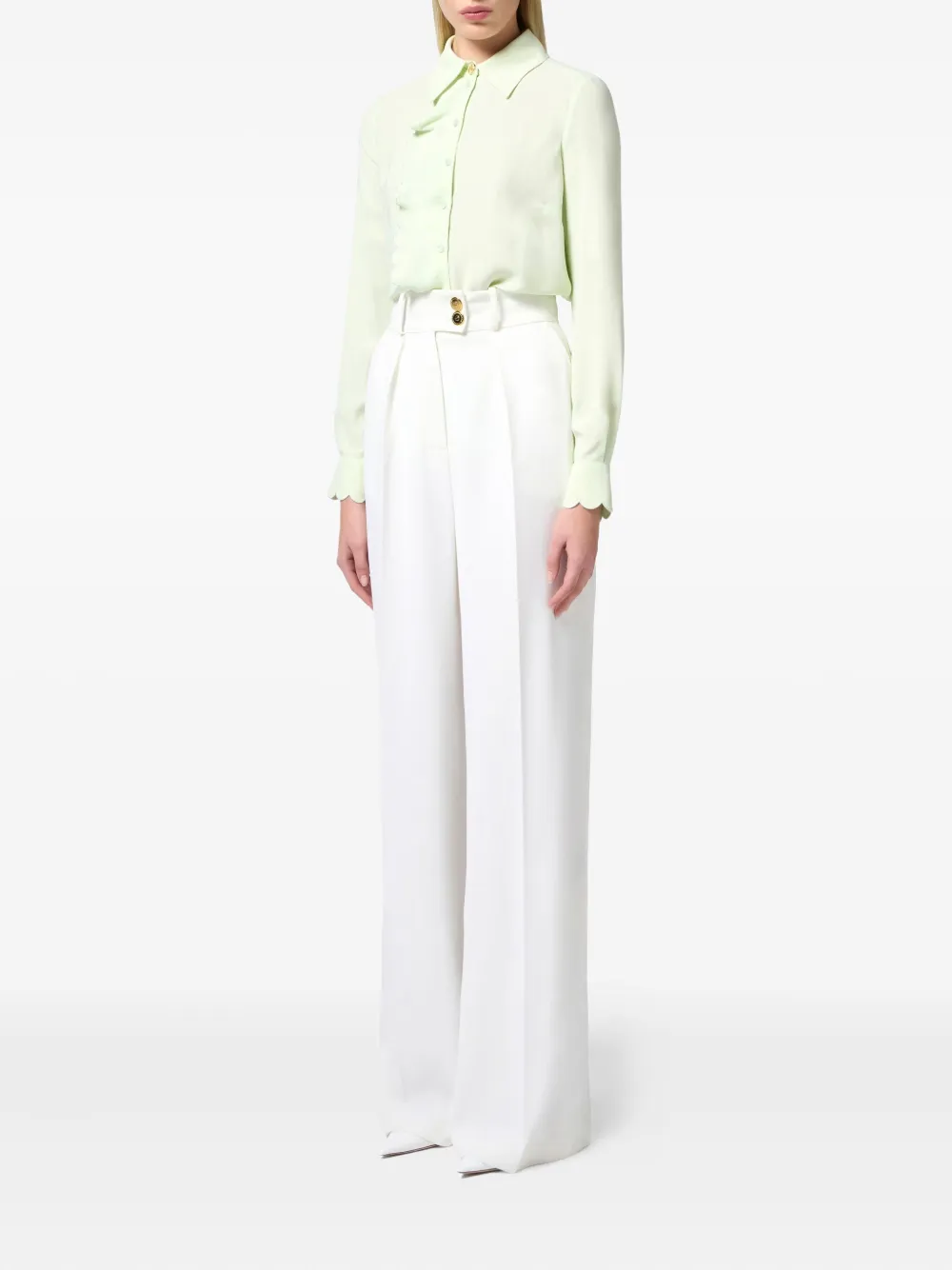 Elisabetta Franchi ruffled-detail shirt - Groen