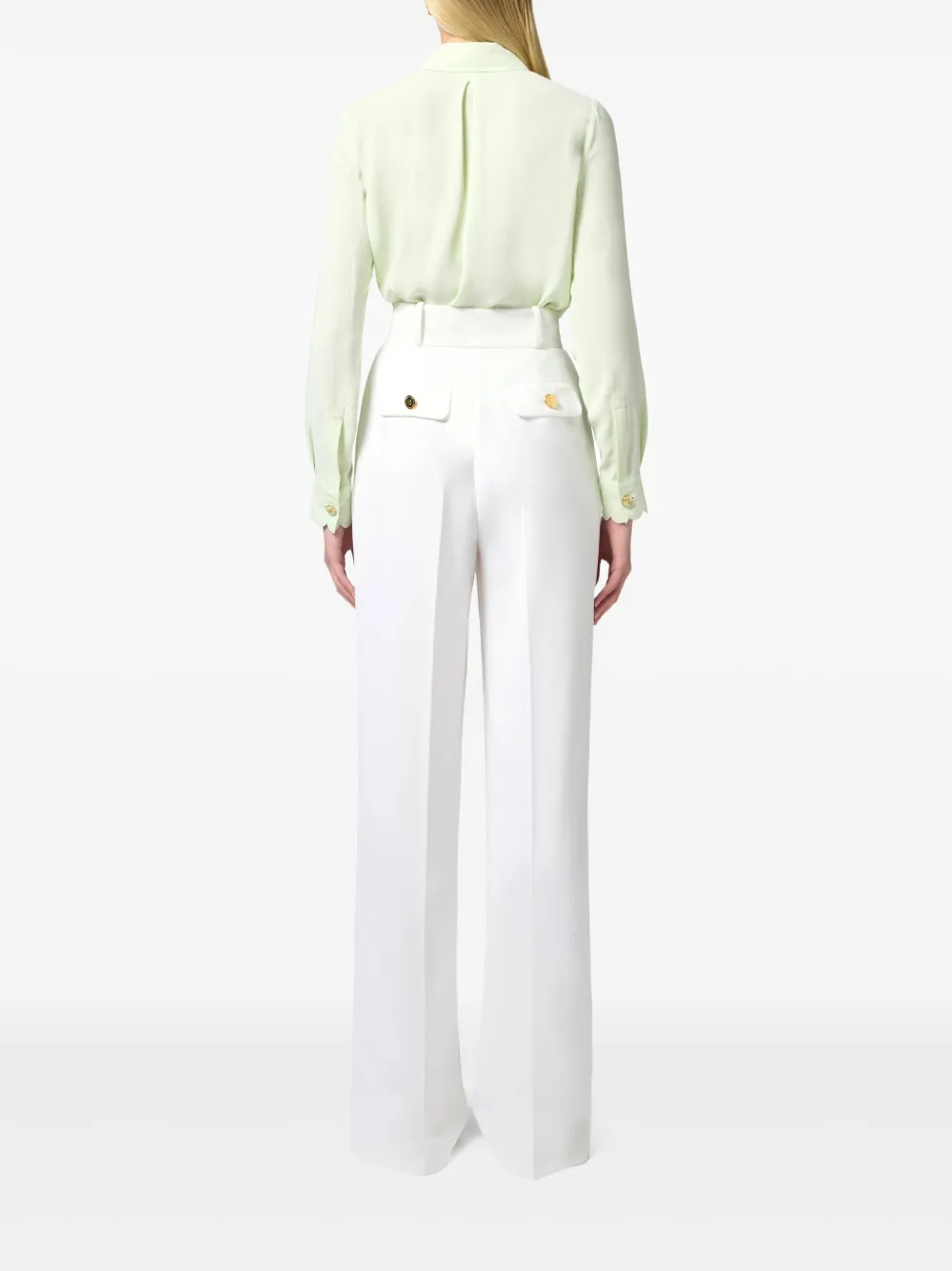 Elisabetta Franchi ruffled-detail shirt Groen