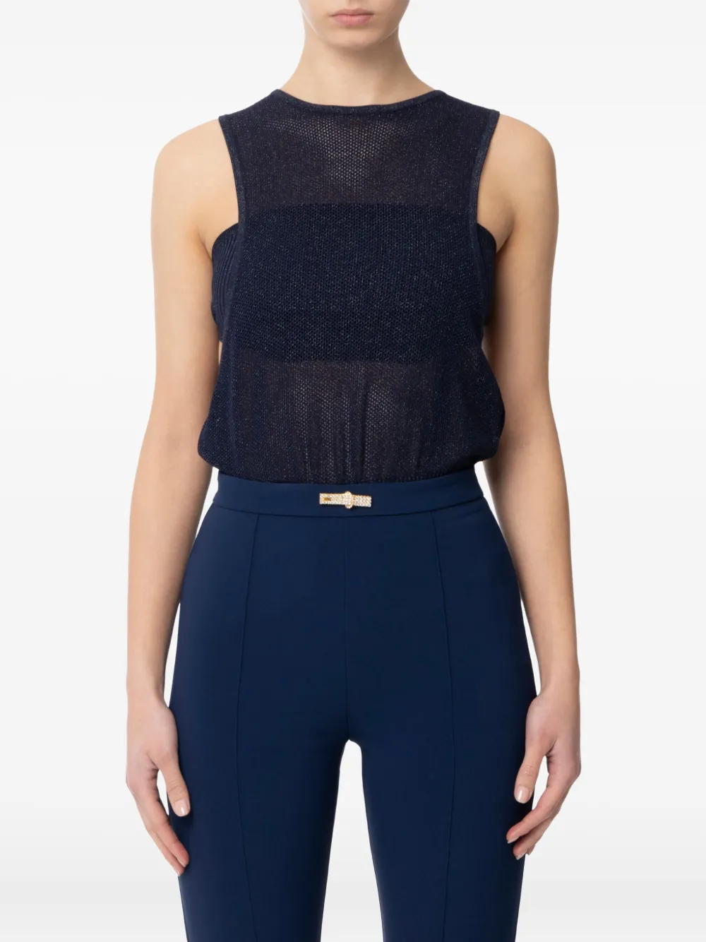 Elisabetta Franchi mesh-knit top Blauw