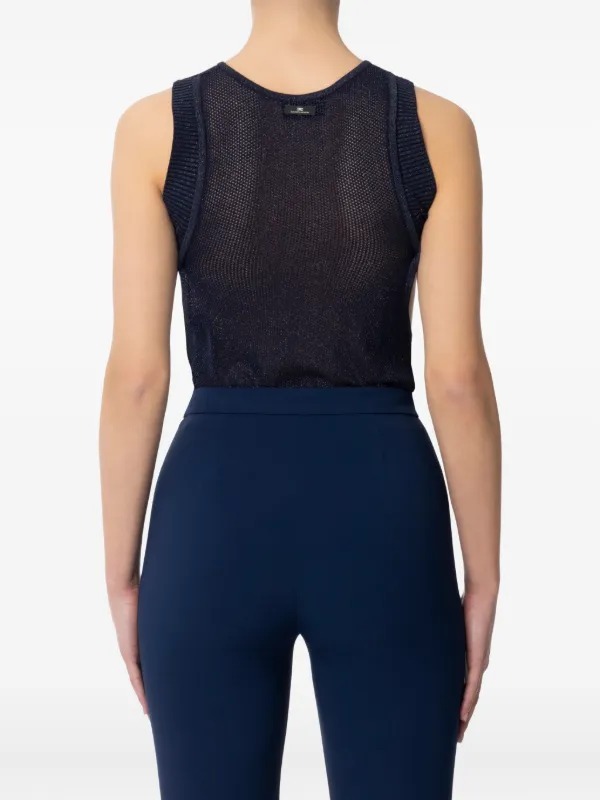 Elisabetta Franchi mesh-knit Top | Blue | FARFETCH RO
