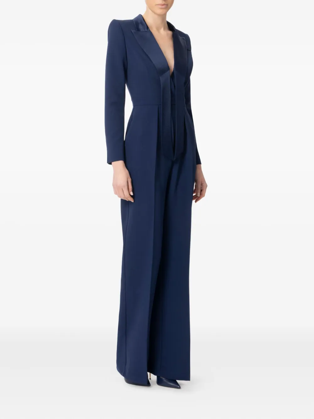 Elisabetta Franchi V-neck long-sleeves jumpsuit - Blauw