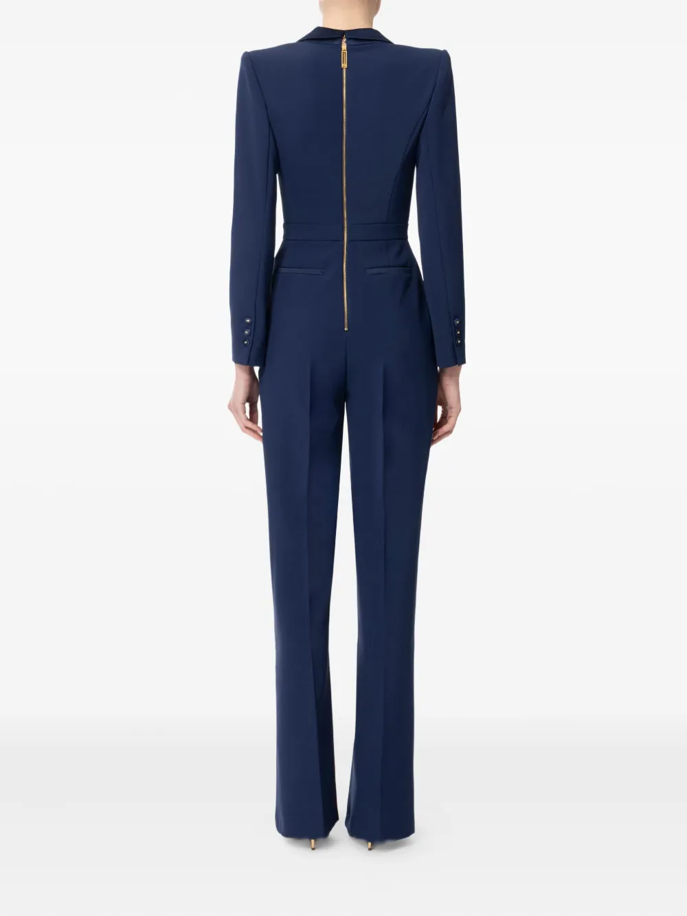 Elisabetta Franchi V-neck long-sleeves jumpsuit Blauw