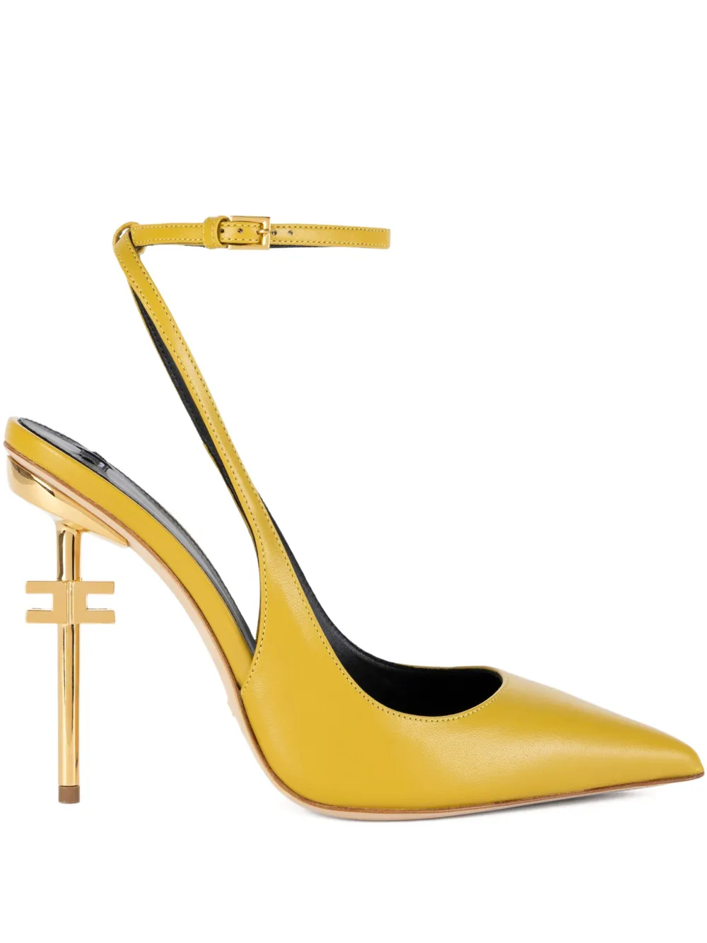 Elisabetta Franchi 105 mm slingback pumps met logodetail Geel