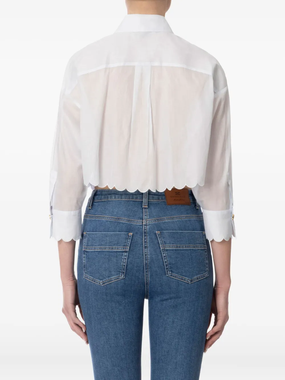 Elisabetta Franchi scallop-trimmed cotton shirt Blauw