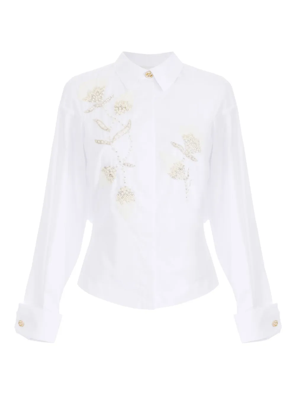 Elisabetta Franchi pearl-embellishment shirt Wit