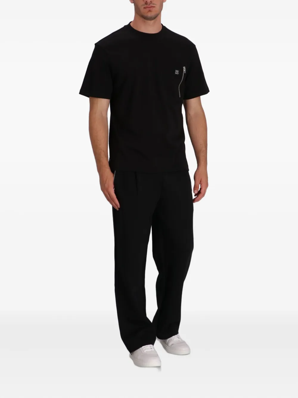 HUGO T-shirt met logopatch - Zwart