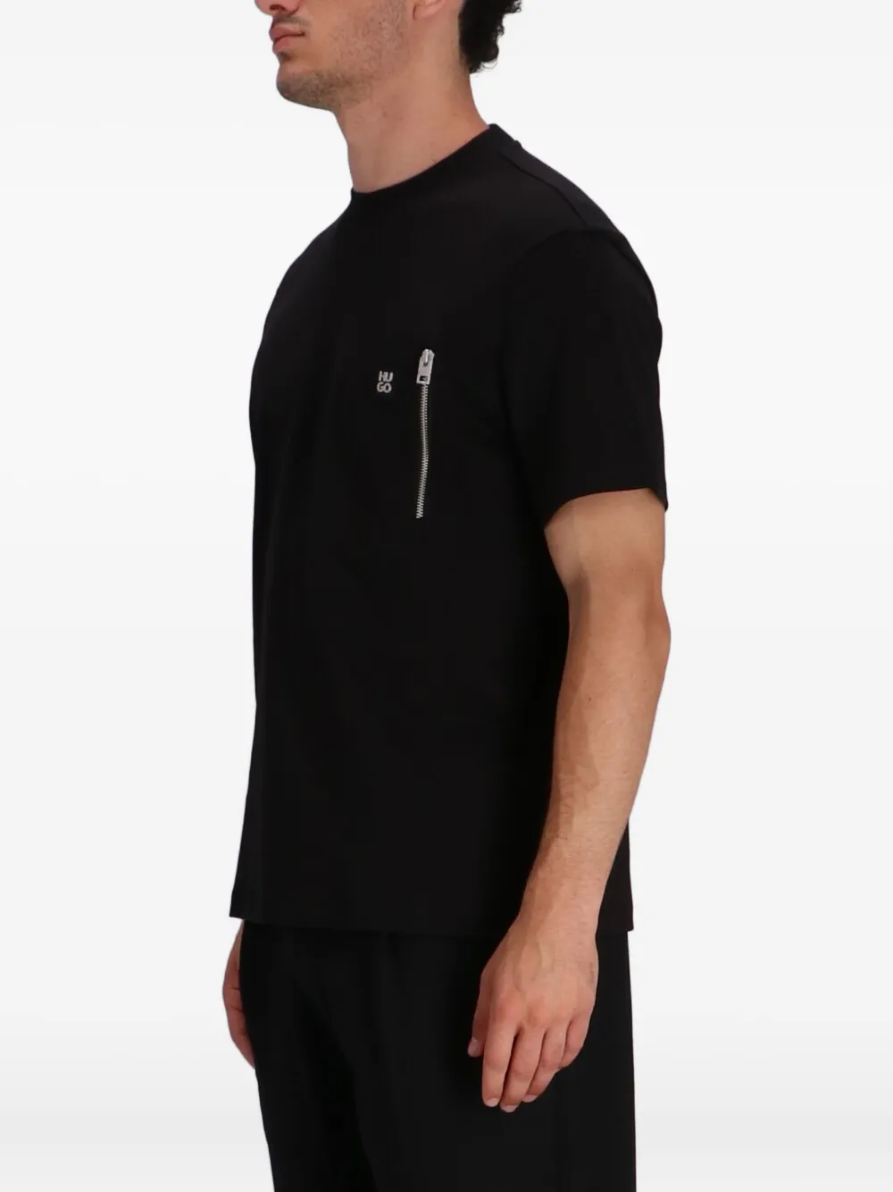 HUGO T-shirt met logopatch Zwart