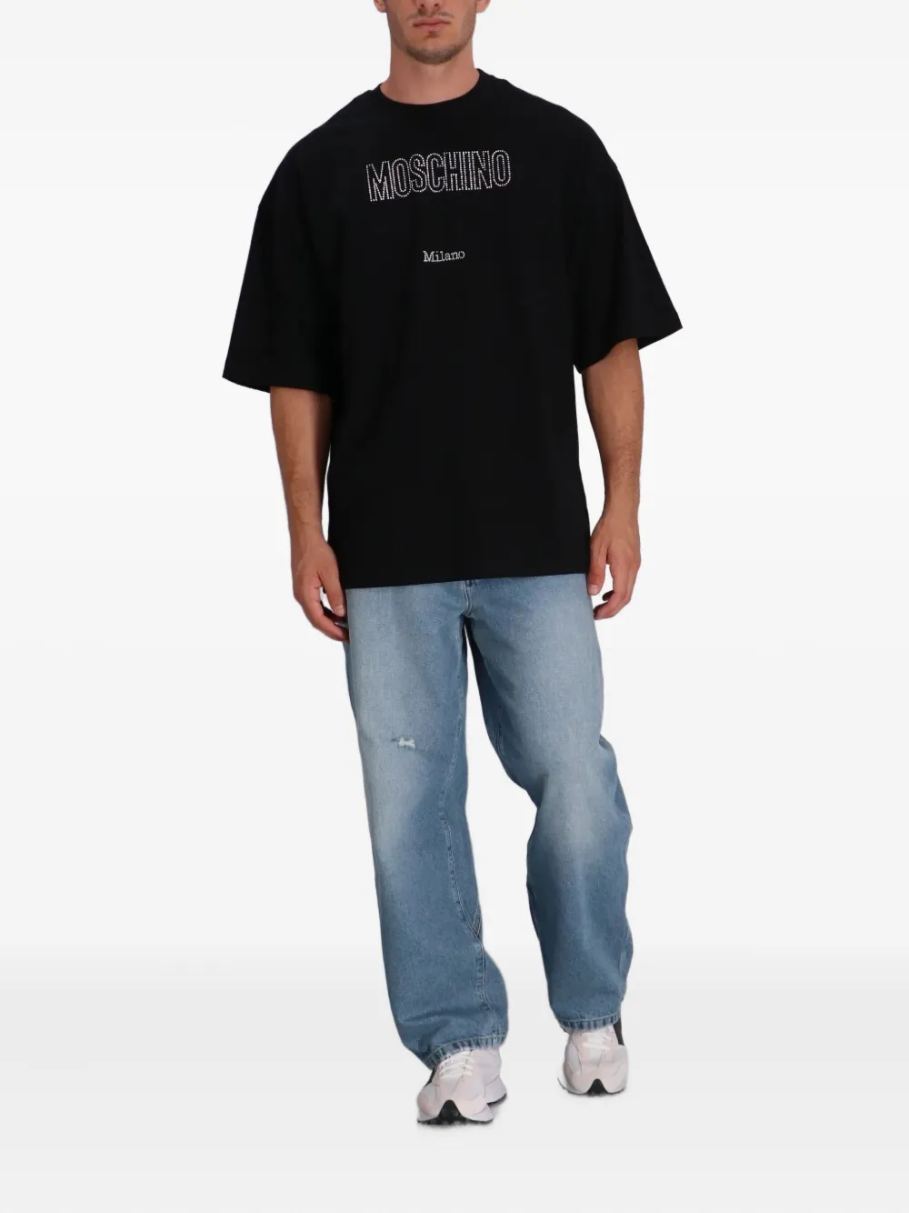 Moschino crystal-embellished cotton T-shirt Zwart