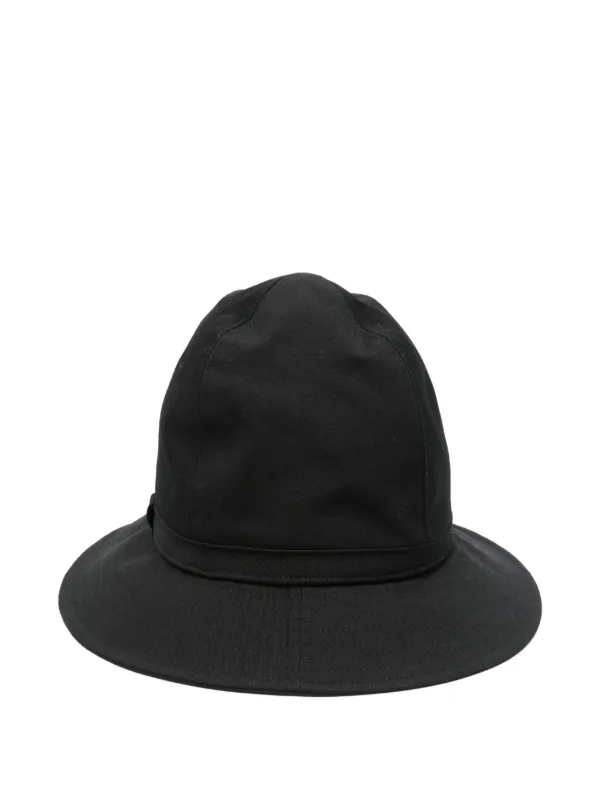 Yohji Yamamoto strap-detail Cotton Bucket Hat Black FARFETCH