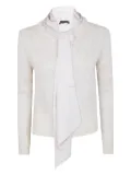 D.Exterior sequin-embellished tie-neck sweater - White