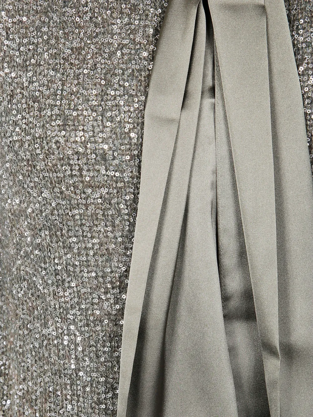 D Exterior Sequin-embellished Tie-neck Sweater In Gray