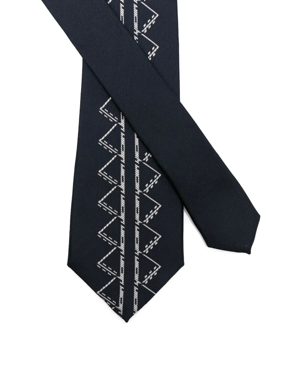 Yohji Yamamoto Zijden stropdas met geometrisch patroon Blauw