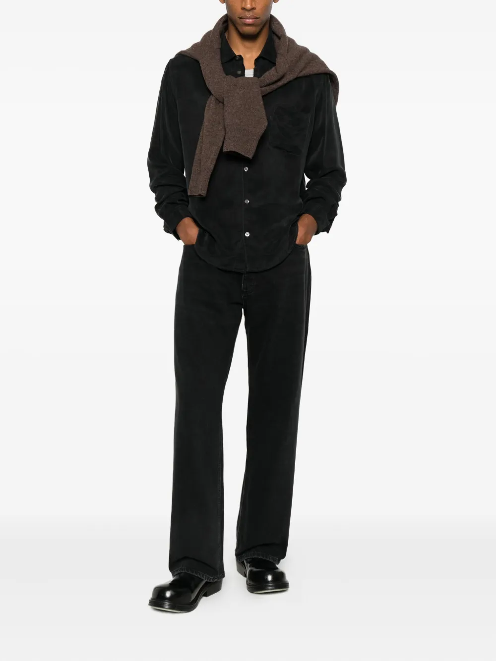 YMC Curtis chest-pocket shirt - Zwart