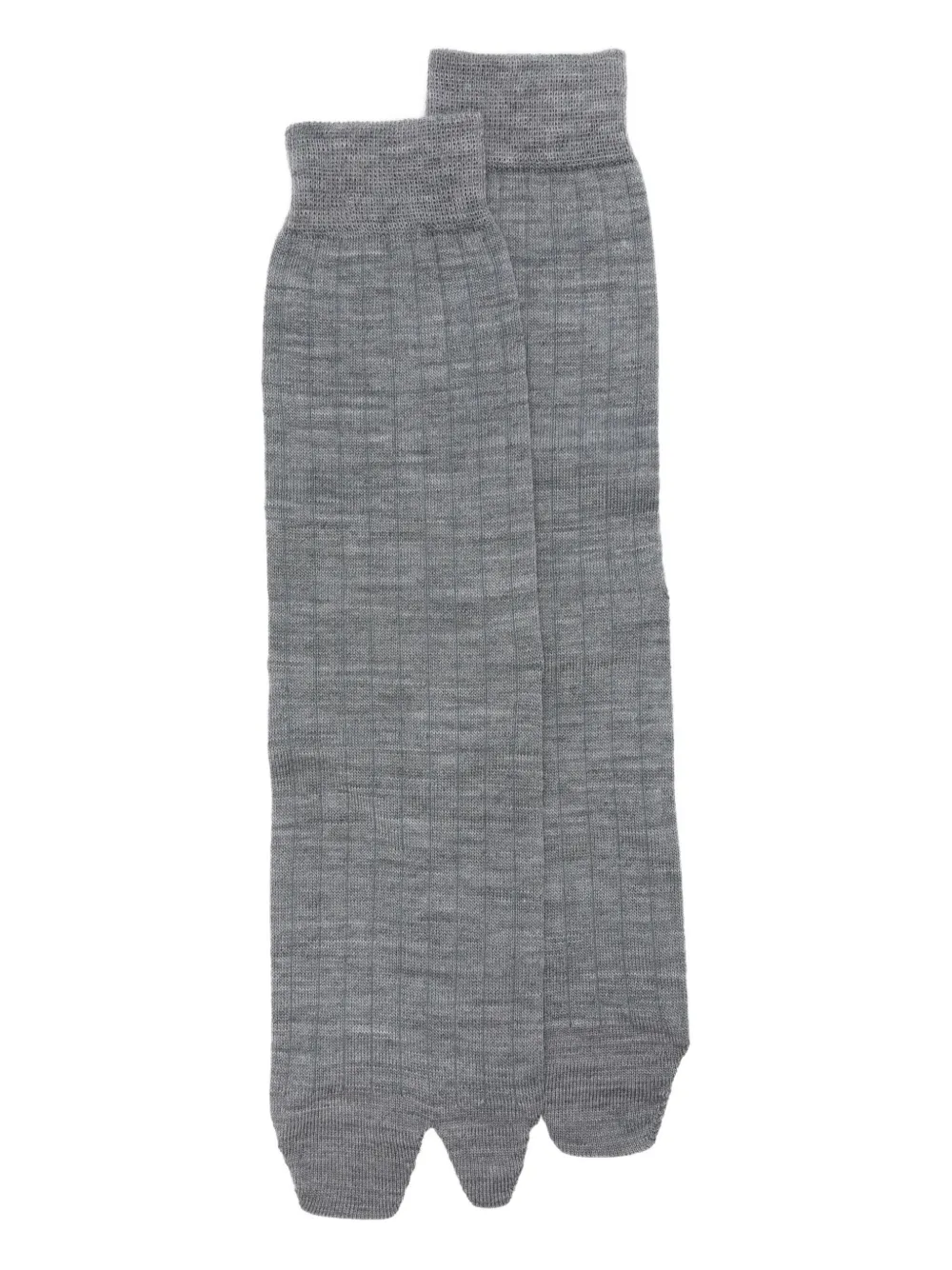 Maison Margiela Ribbed Wool Socks In Gray