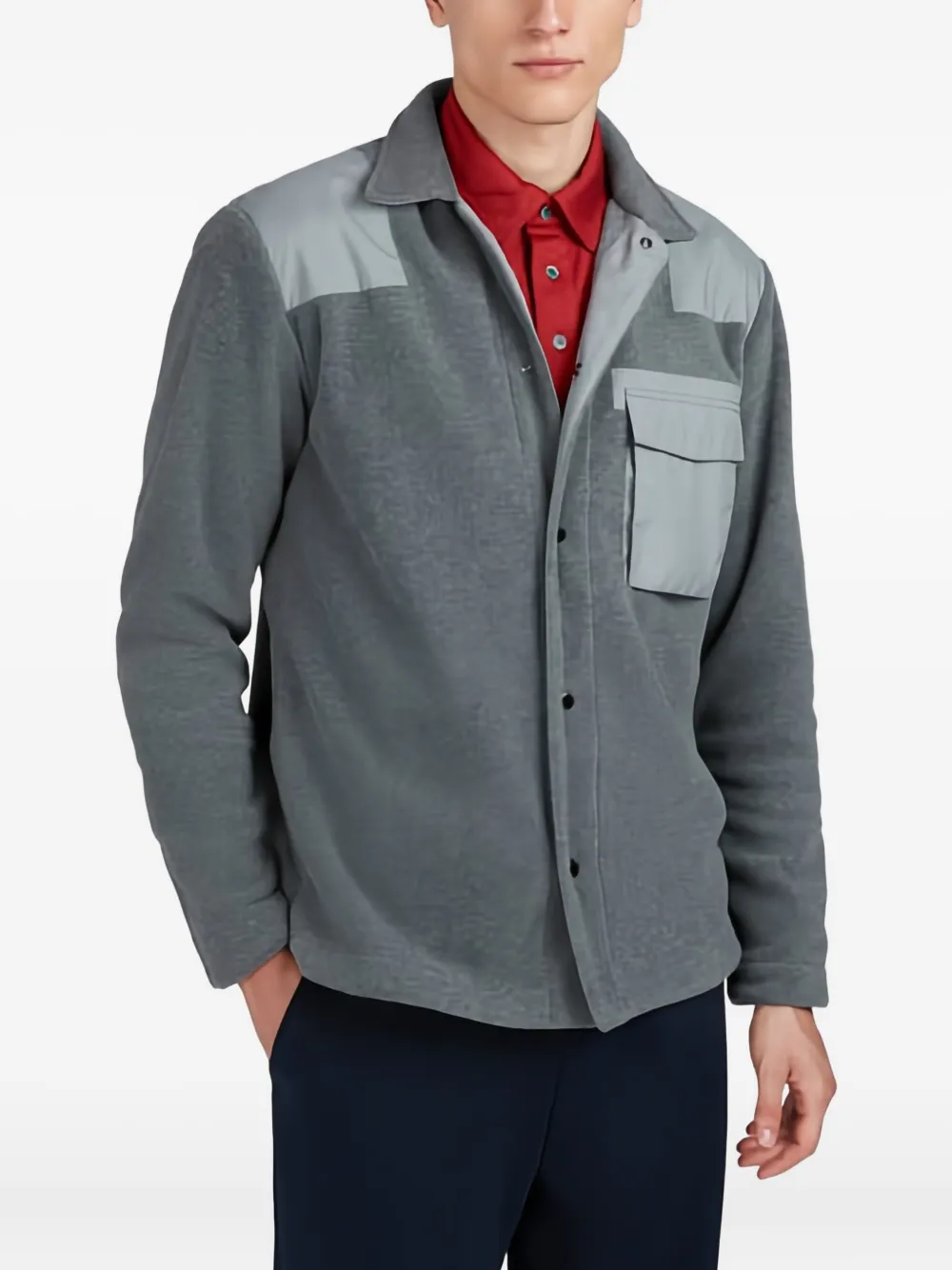 Paul & Shark Fleece overhemd met vlakken - Grijs