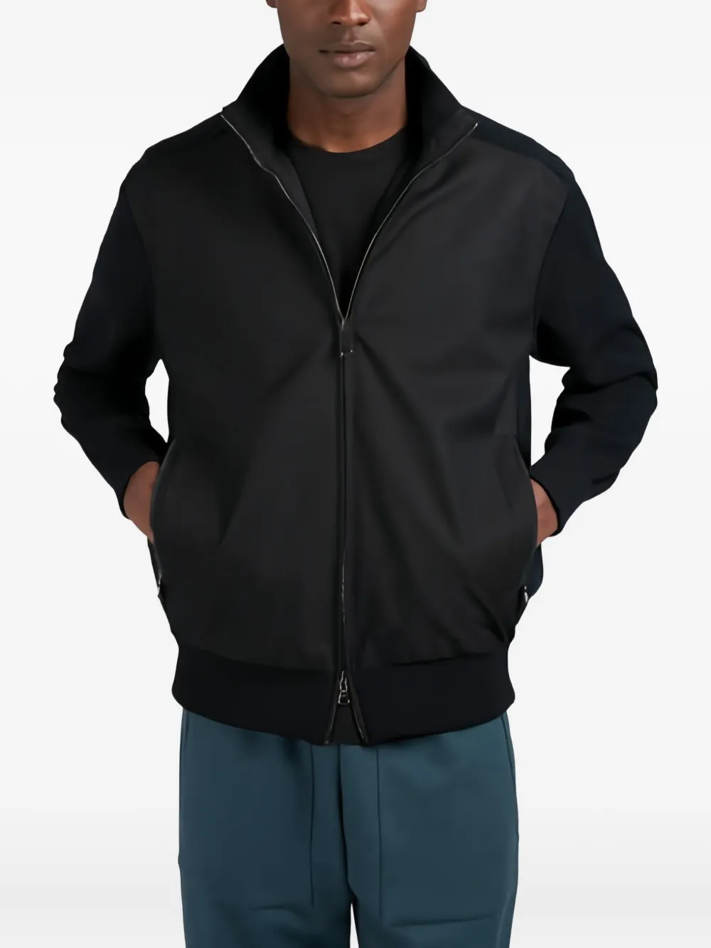 Paul & Shark Hybrid Zip-up Jacket In Black