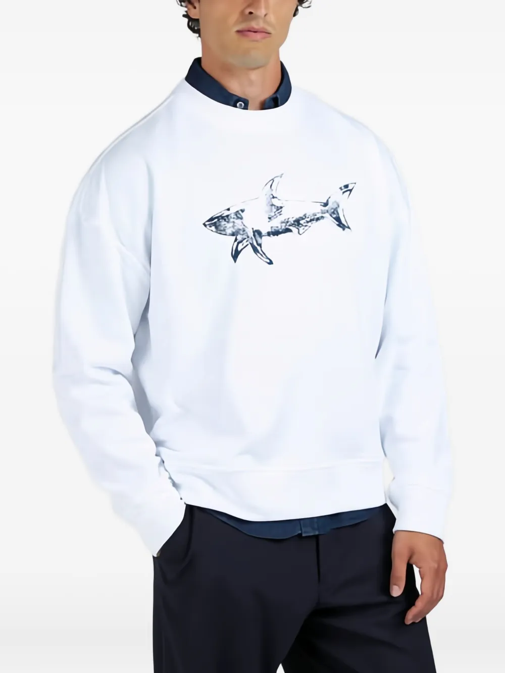 Paul & Shark shark-print fleece sweatshirt - Wit