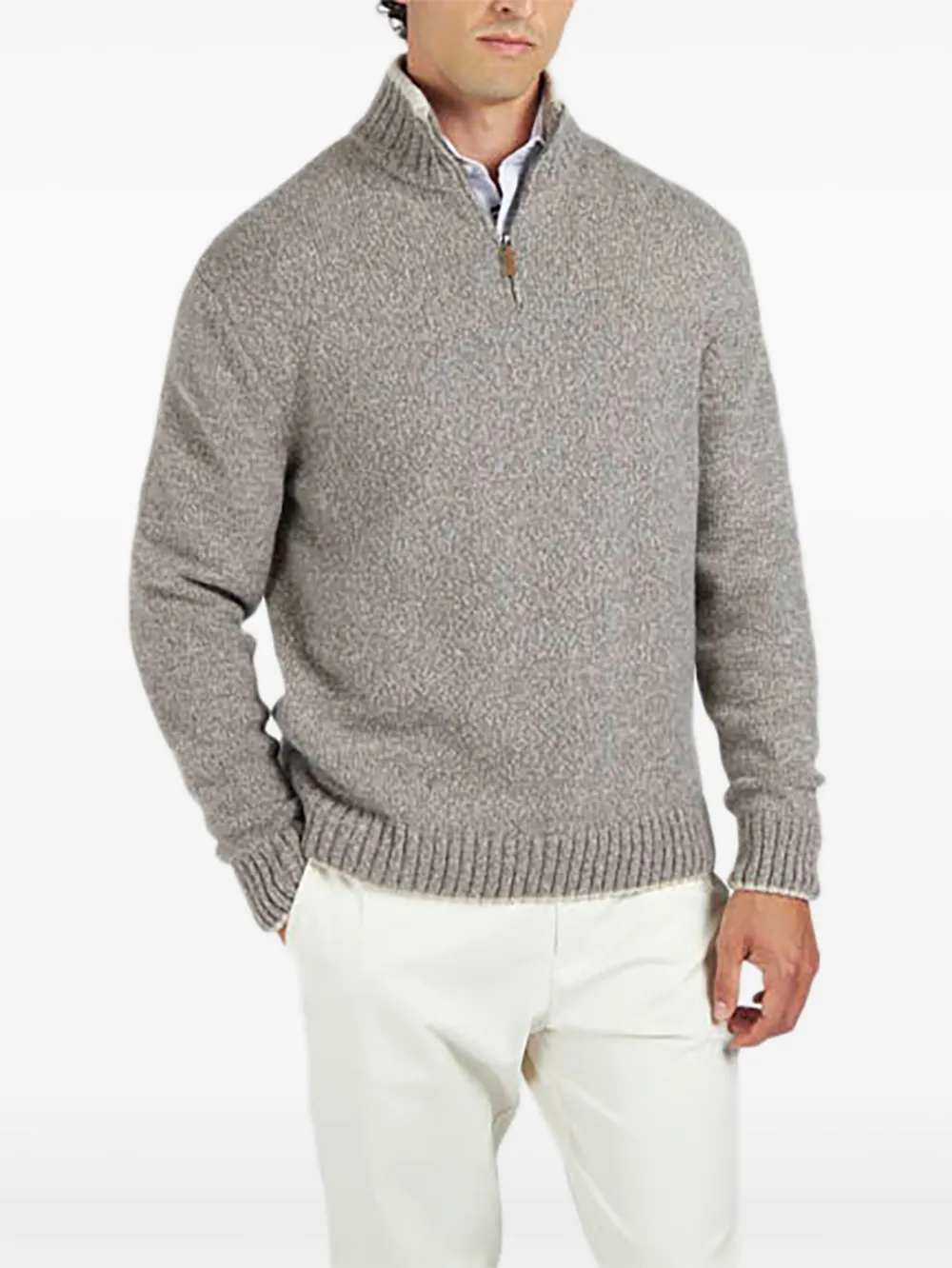 Paul & Shark Trui met halve rits - Beige