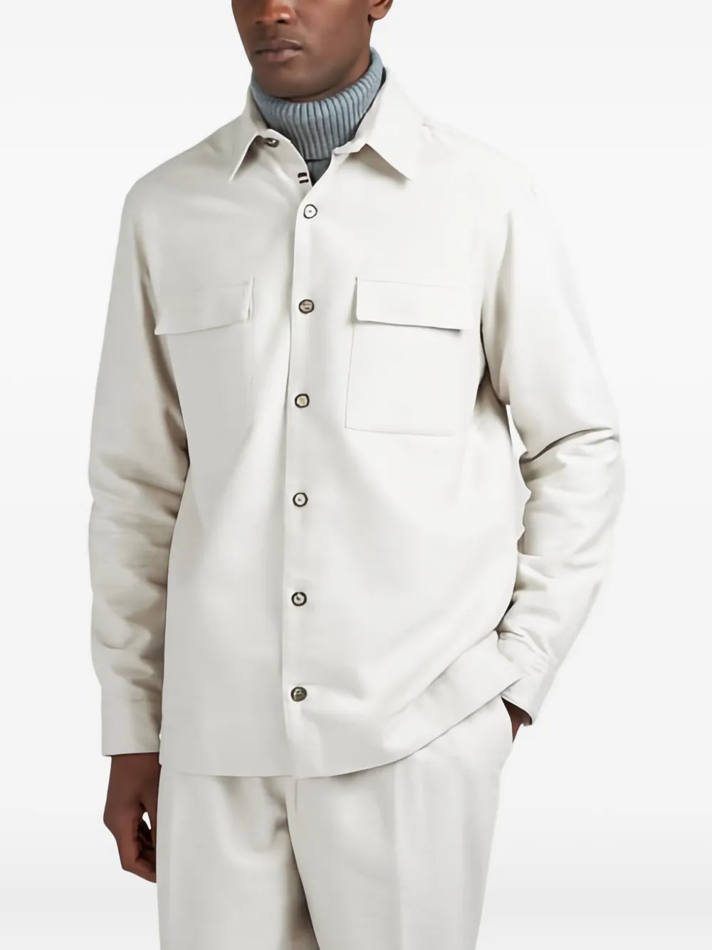 Paul & Shark Flap-pocket Shirt Jacket In White