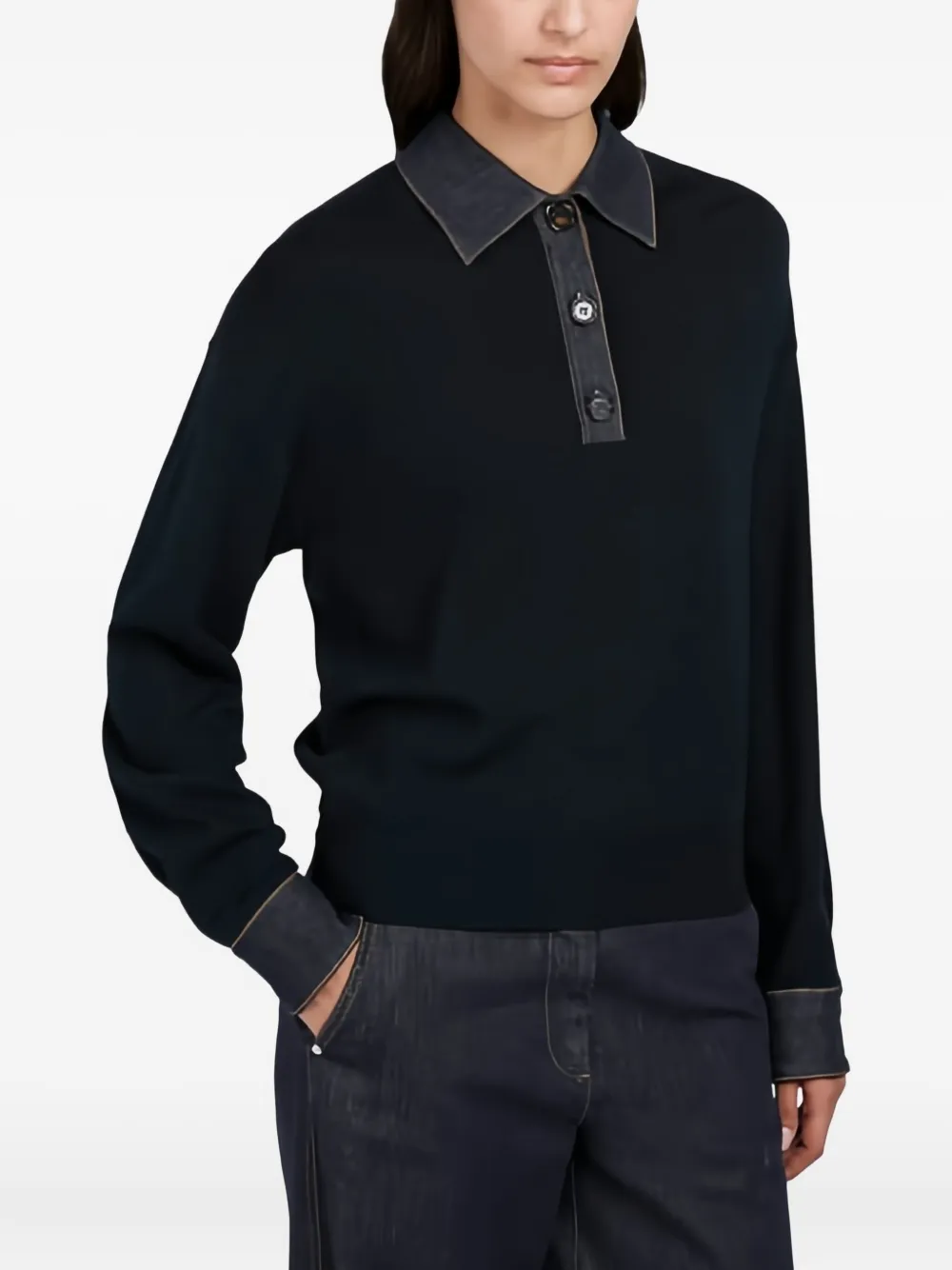 Paul & Shark Polotrui met denim kraag - Blauw