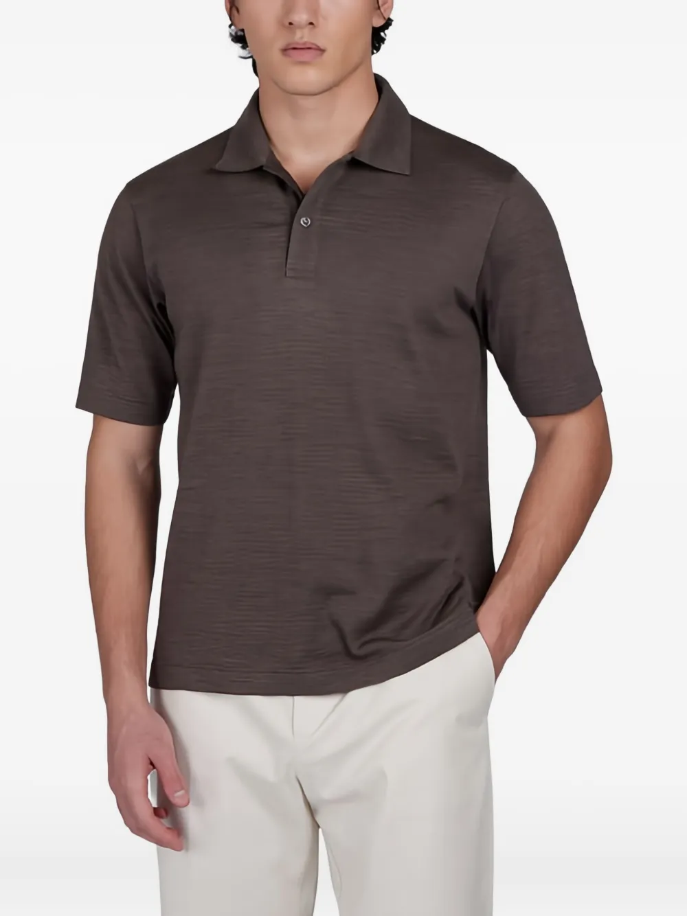 Paul & Shark Fijngebreid poloshirt - Bruin