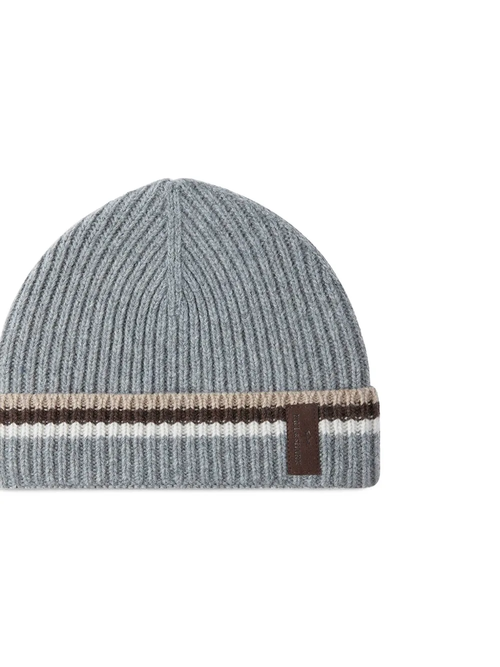Paul & Shark ribbed striped beanie hat - Grijs