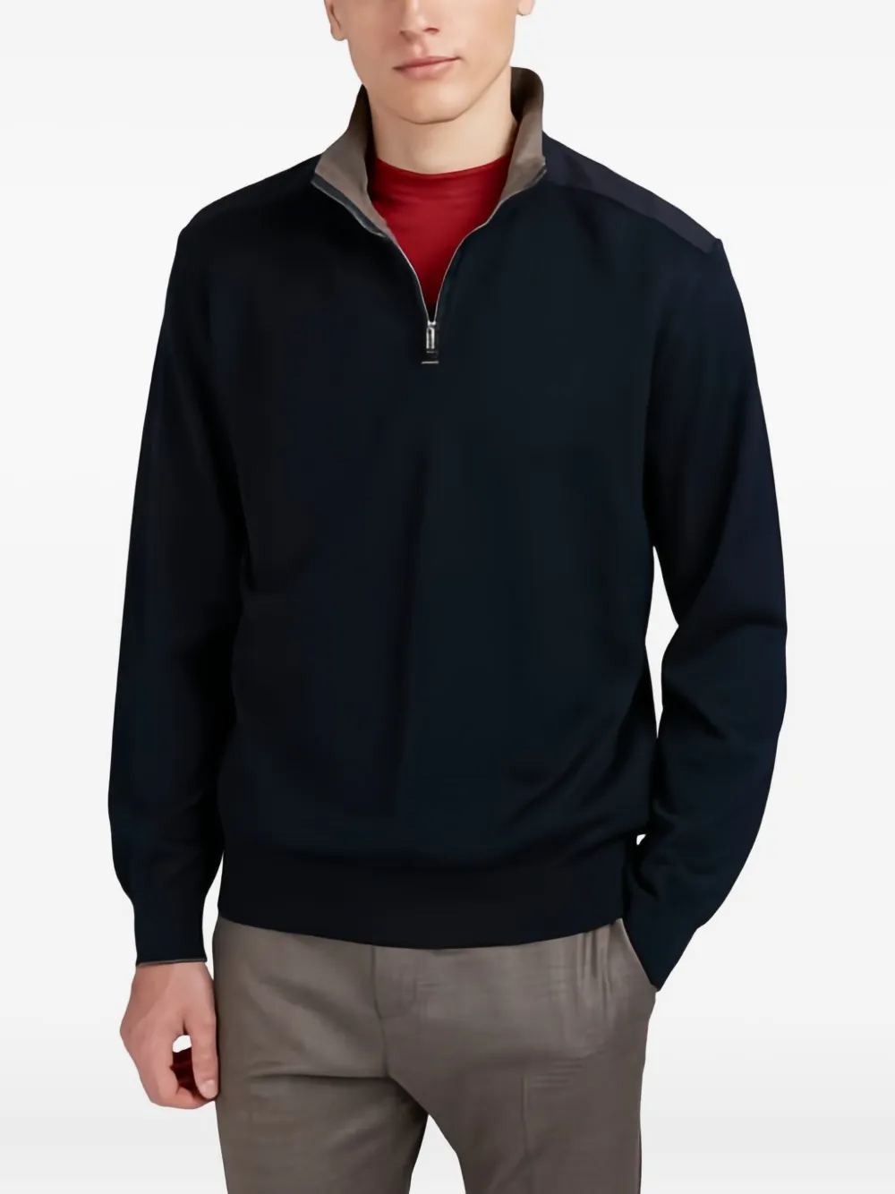 Paul & Shark Trui met halve rits - Blauw