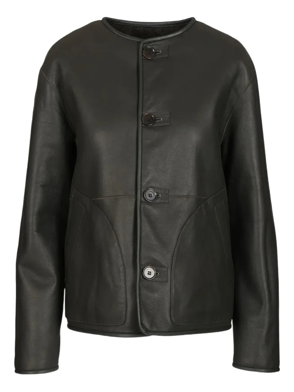 Arma Lamb-leather Button-fastening Jacket In Black