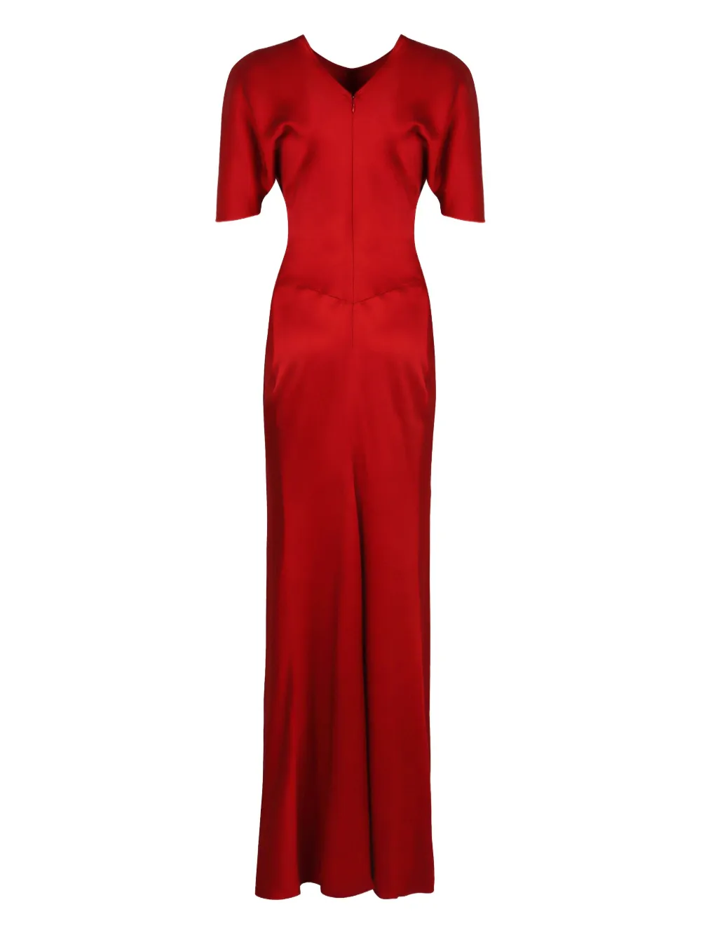 Victoria Beckham gathered-front short-sleeve dress Rood