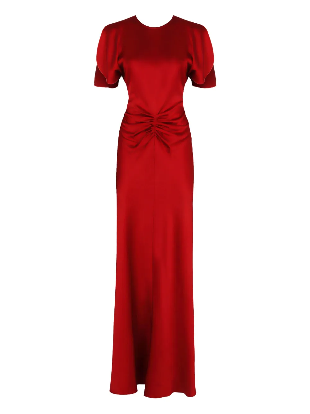Victoria Beckham gathered-front short-sleeve dress Rood